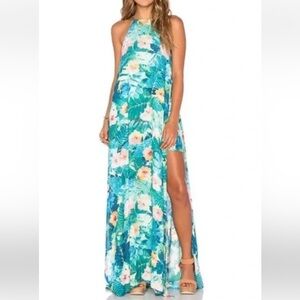 Show Me Your MuMu Tropical Floral Maxi Dress - Blue and Green